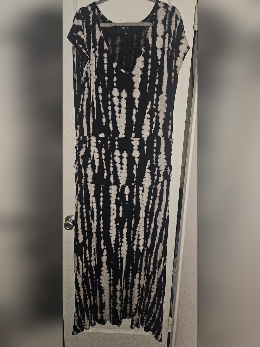Torrid Black and White Distressed Tie-Dye Maxi Dress Size 3
